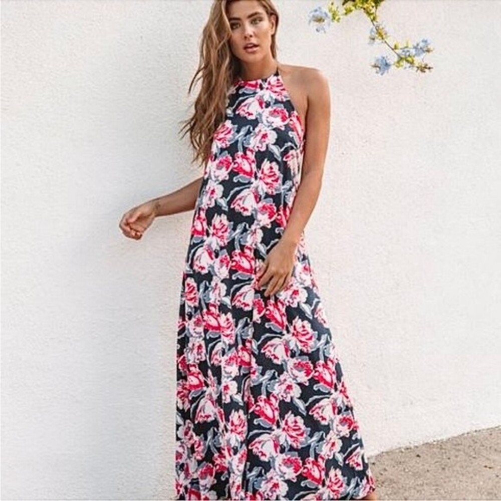 Vici La Fleur Adjustable Halter Floral Maxi Dress L NWOT